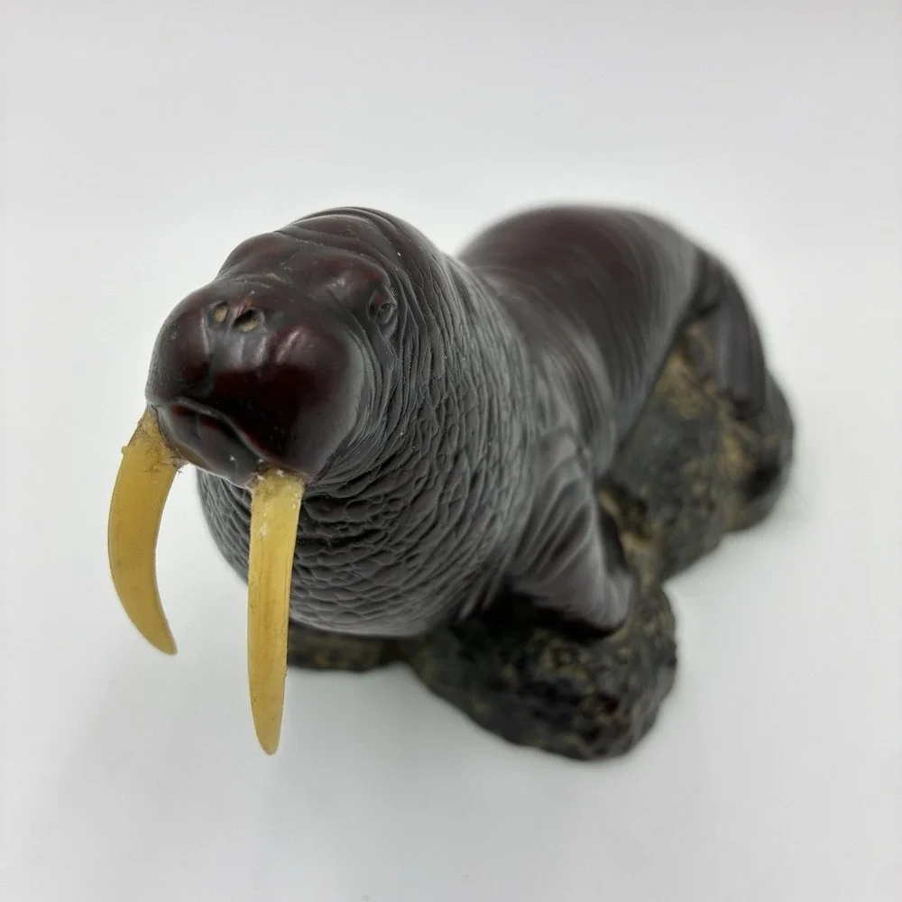 Vtg Walrus On Rock Figurine Resin Statue Figure Boma Canada Small Rare